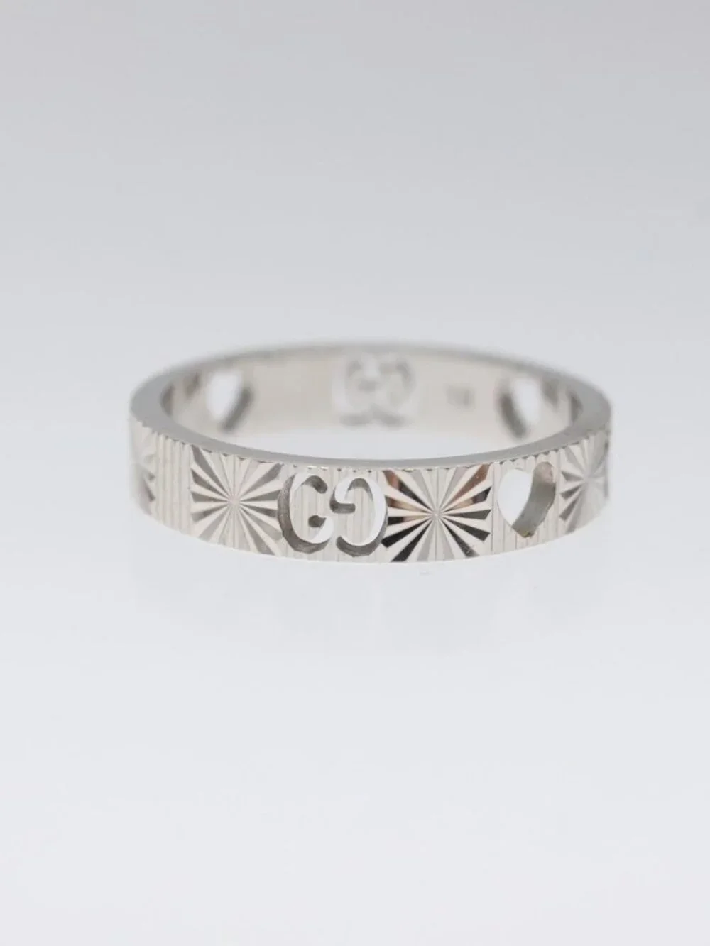 GUCCI Heart Ring K18 Silver Gold (750) 4.4g (18K) Silver Auth 117299SAM